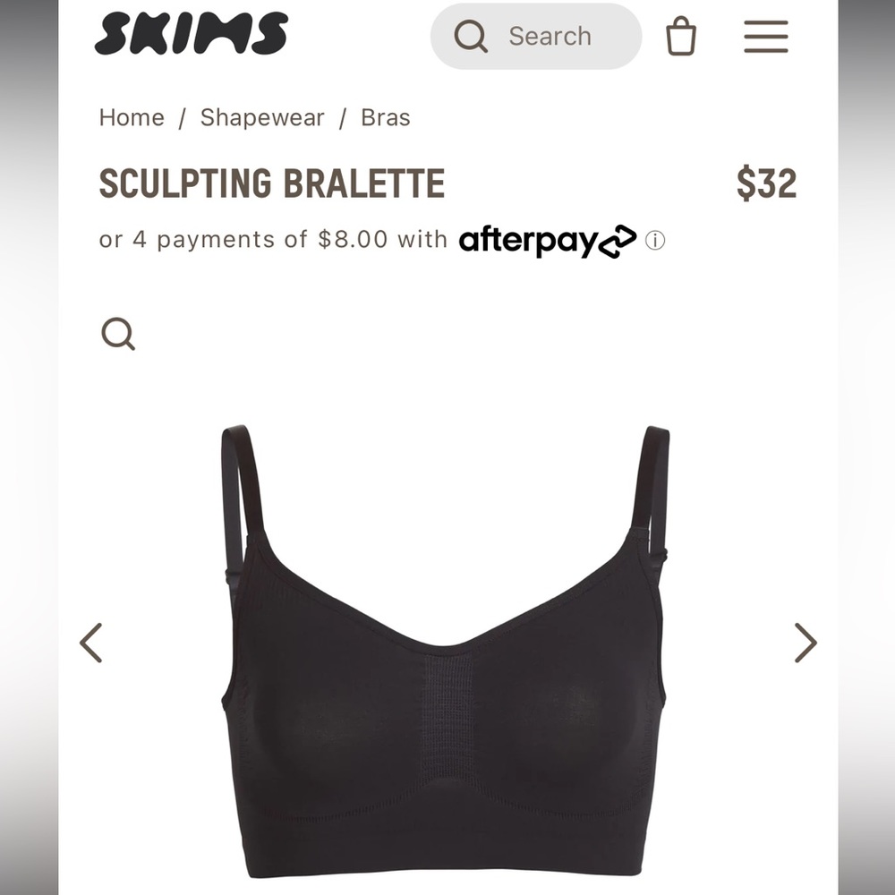 skims sculpting bralette onyx/black